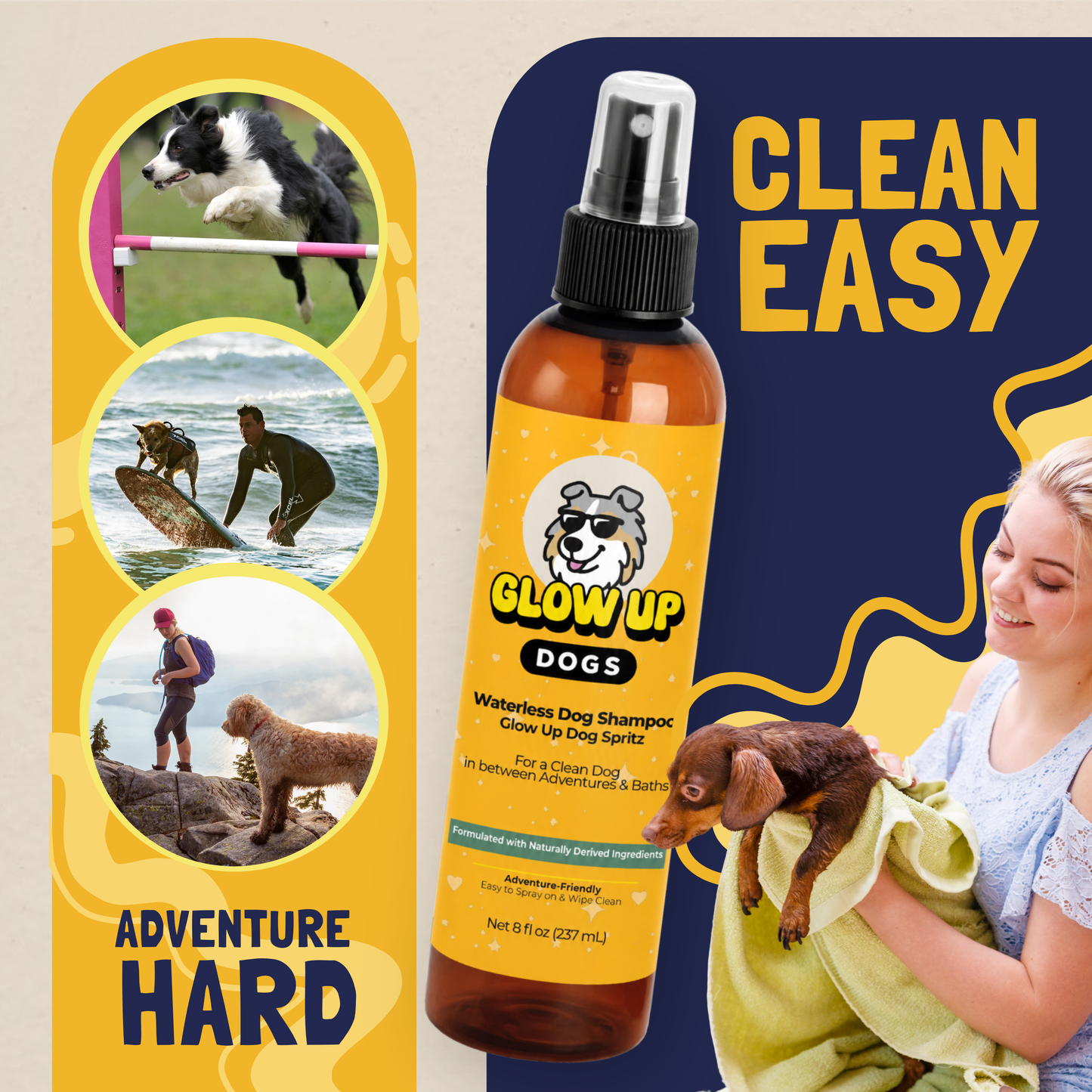 The Glow Up Dogs Spritz | Waterless Dog Wash Spray