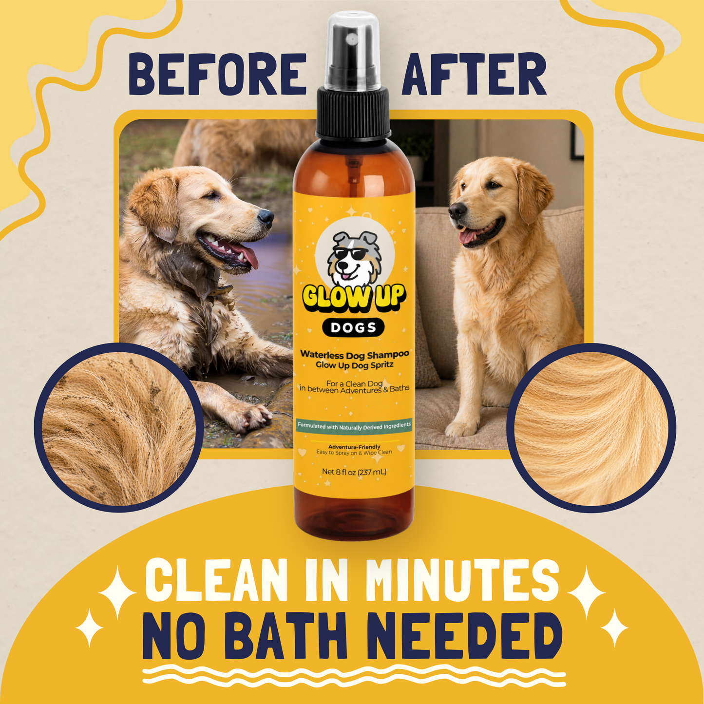 The Glow Up Dogs Spritz | Waterless Dog Wash Spray